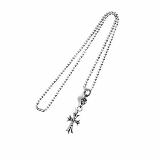 Pingente Chrome Hearts "Tiny Cross One Ball" Prata (Acompanha corrente)