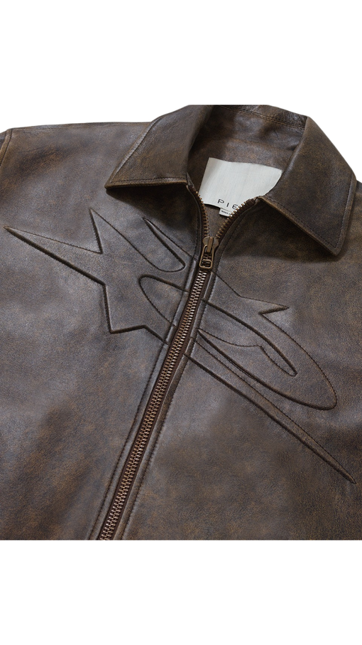 Jaqueta De Couro Piet "Vintage Surf" Marrom