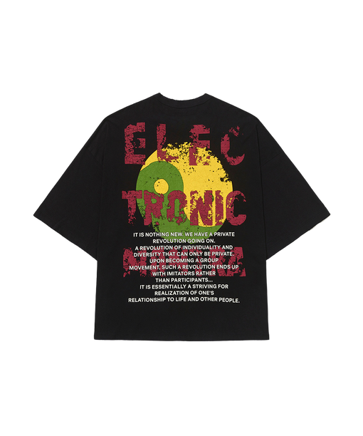 Camiseta Supersized Piet "Eletronic Mantra" Preto