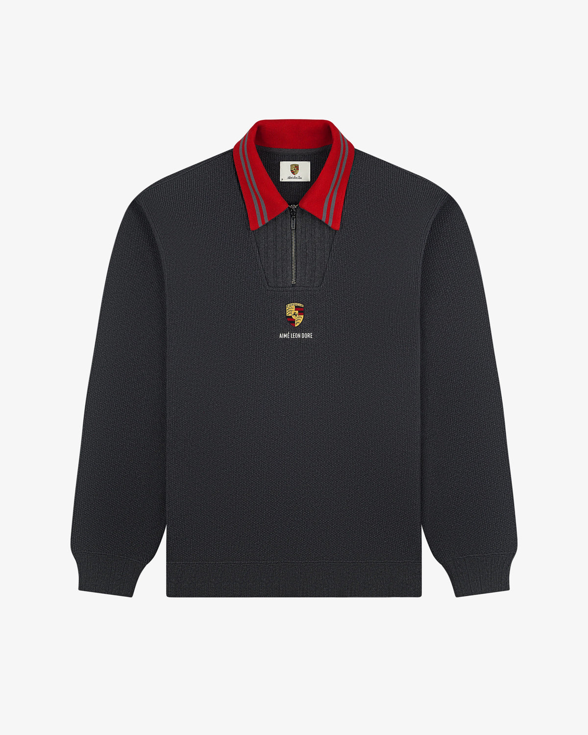 Suéter Aimé Leon Dore x Porsche Collar Quarter Zip Pullover "Charcoal" Preto/Chumbo