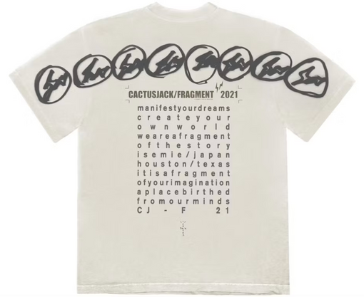 Camiseta Travis Scott Cactus Jack x Fragment "Manifest" Branco