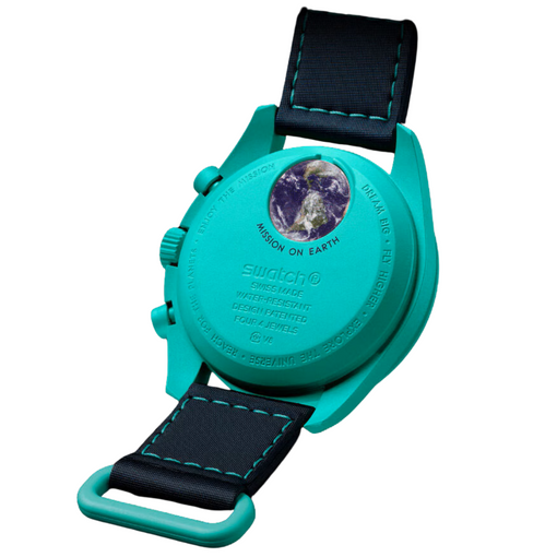 Relógio Swatch x Omega Bioceramic Moonswatch "Mission On Earth Polar Lights" Verde