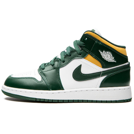 Tênis Nike Air Jordan 1 Mid GS "Sonics 2021" Verde/Amarelo