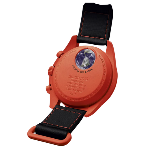Relógio Swatch x Omega Bioceramic Moonswatch "Mission to Lava" Preto/Vermelho