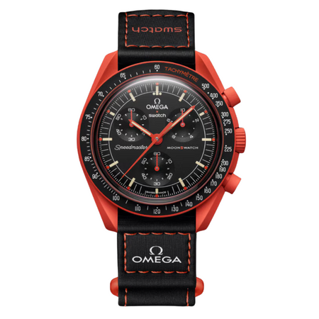 Relógio Swatch x Omega Bioceramic Moonswatch "Mission to Lava" Preto/Vermelho