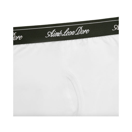 Cueca Boxer Aimé Leon Dore "Brief " Branco/Verde (Kit c/ 3 unidades)