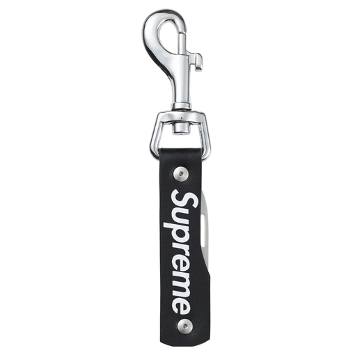 Chaveiro Supreme Leather Clip Knife FW25 "Black" Preto