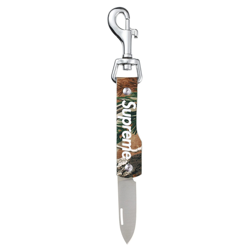 Chaveiro Supreme Leather Clip Knife FW25 "Camo Green" Verde