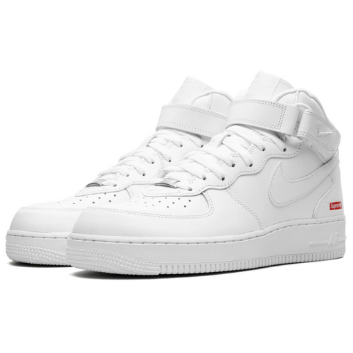 Tênis Nike Air Force 1 Mid x Supreme "White" Branco