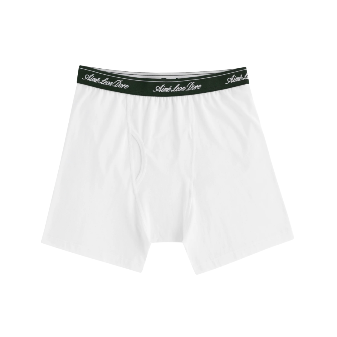 Cueca Boxer Aimé Leon Dore "Brief " Branco/Verde (Kit c/ 3 unidades)