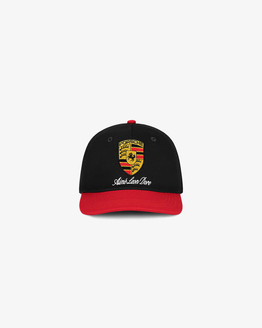Boné Aimé Leon Dore x Porsche Colorblock Logo "Jet Black Multi" Preto/Vermelho