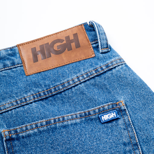 Calça Jeans  High "Logo Line" Azul