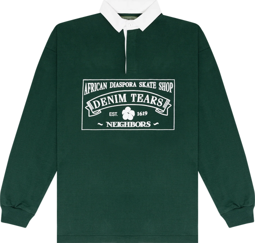 Camiseta Polo Rugby Denim Tears African Diaspora Skate Shop Verde
