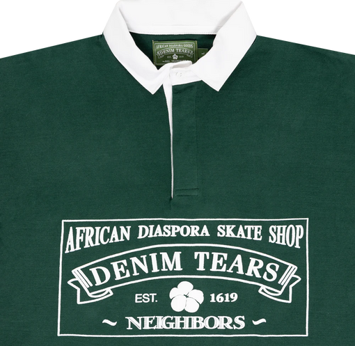 Camiseta Polo Rugby Denim Tears African Diaspora Skate Shop Verde