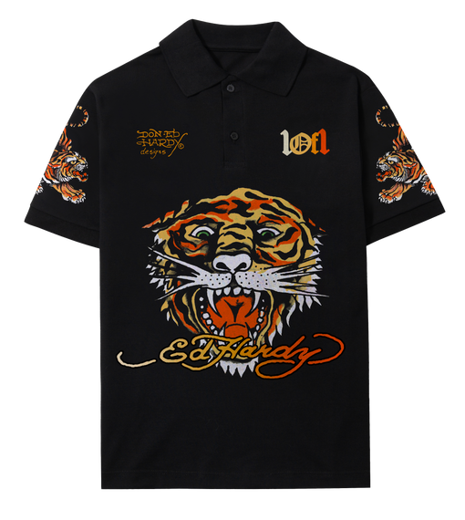 Camiseta Polo Exclusivist 1of1 x Ed Hardy Og Signature Tiger Preto