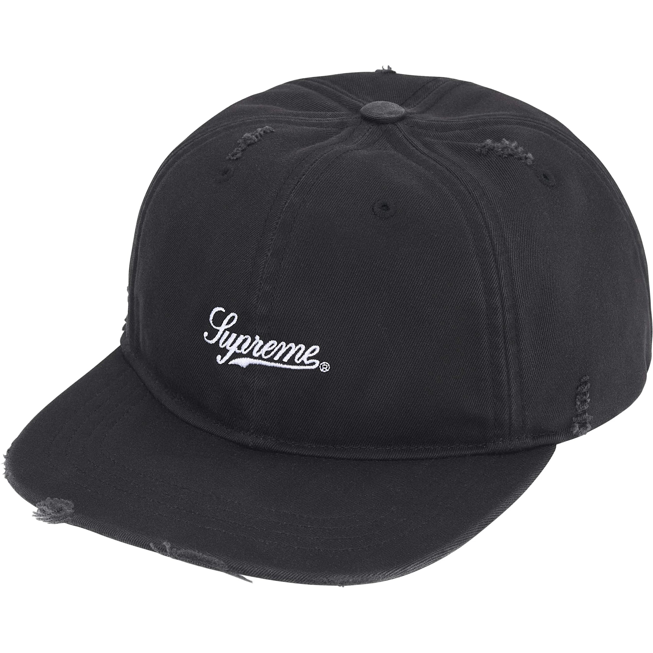 Boné Supreme Distressed Script 6-Panel FW25 Boné Supreme Distressed Script 6-Panel FW25
