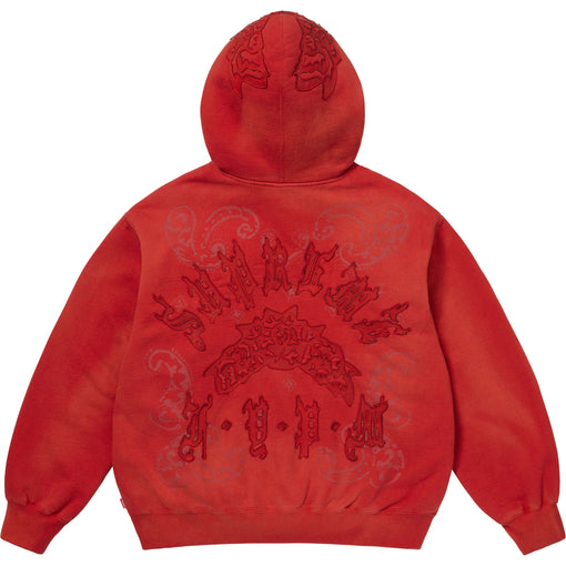 Moletom Supreme Leather Appliqué Zip Up Hooded Sweatshirt "Red" Vermelho