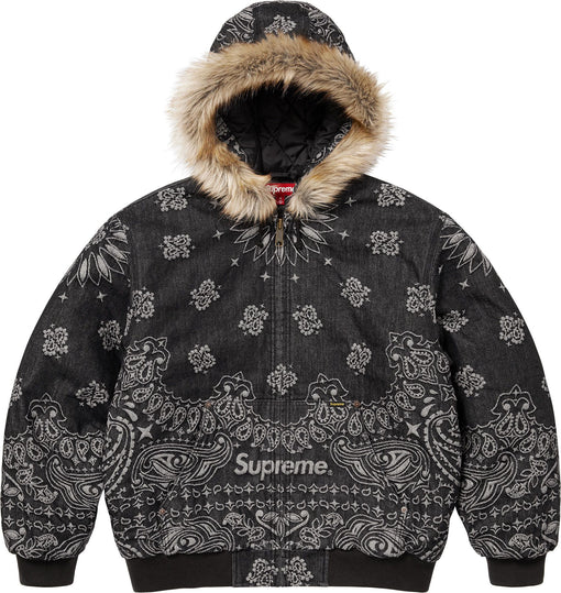 Jaqueta Supreme Bandana Jacquard Denim Hooded Work "Black" Preto