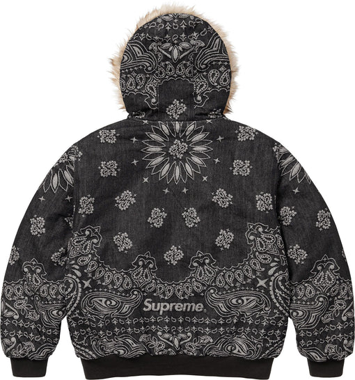 Jaqueta Supreme Bandana Jacquard Denim Hooded Work "Black" Preto