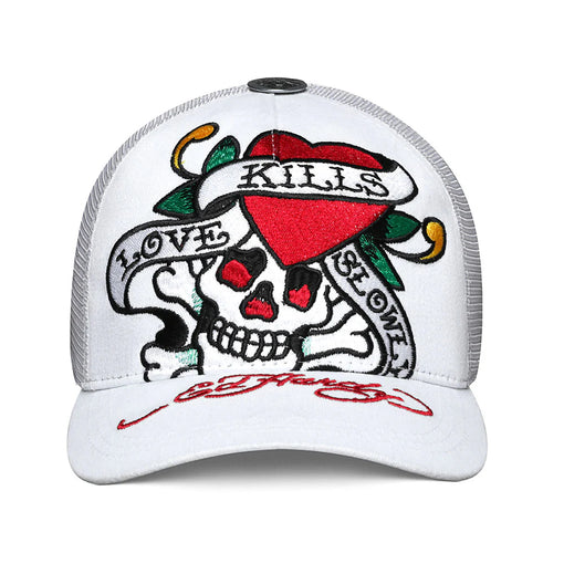 Boné Ed Hardy Trucker Delove Kills Slowly "White" Branco