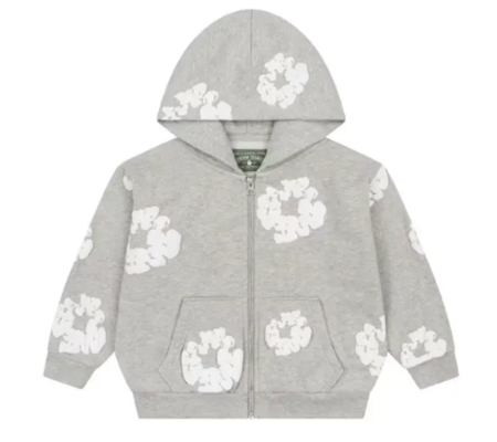 Moletom Denim Tears Kids "Cotton Wreath Zip Up" Cinza