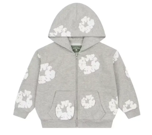 Moletom Denim Tears Kids "Cotton Wreath Zip Up" Cinza