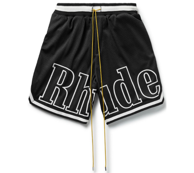 Shorts Rhude "Court Logo Mesh" Preto
