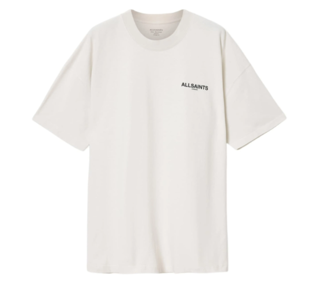 Camiseta AllSaints "Saints Hallis Oversized Graphic T-Shirt Dusk White" Branco