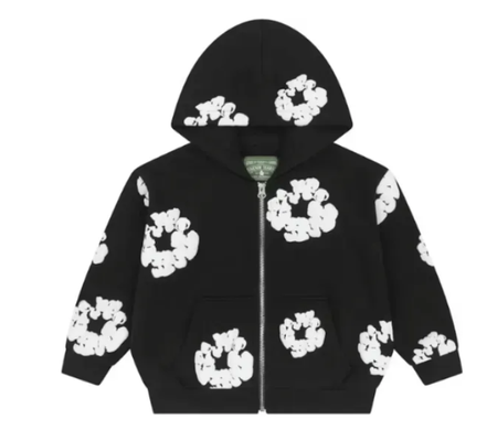 Moletom Denim Tears Kids "Cotton Wreath Zip Up" Preto