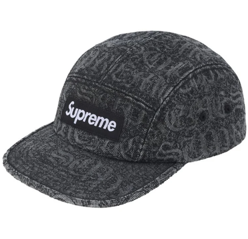 Boné Supreme SS26 "Stitched Old English Denim" Preto