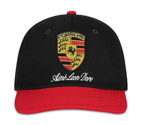 Boné Aimé Leon Dore x Porsche Colorblock Logo "Jet Black Multi" Preto/Vermelho
