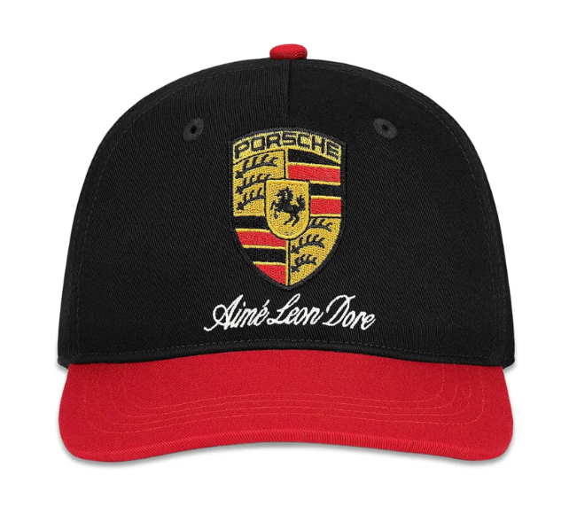 Boné Aimé Leon Dore x Porsche Colorblock Logo "Jet Black Multi" Preto/Vermelho