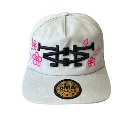 Boné Oma Design "LA LA Cherry Blossom" Cinza