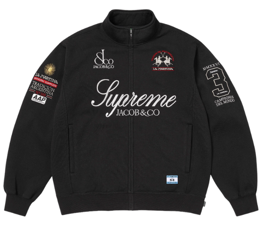 Moletom Supreme x La Martina x Jacob & Co "Zip Up" Preto 642