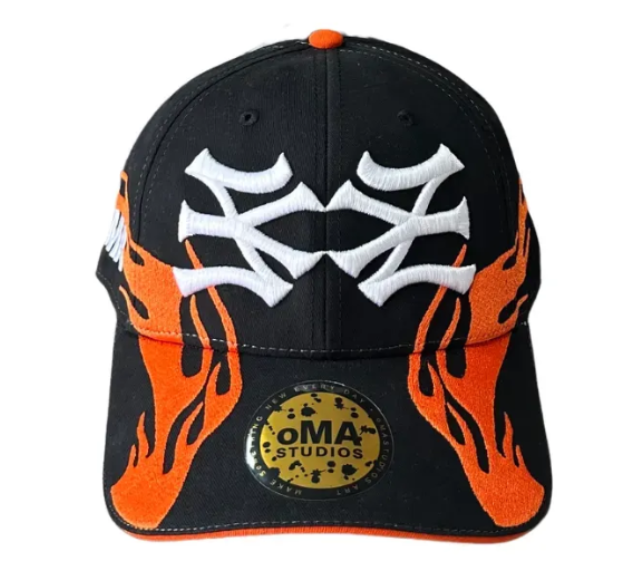 Boné Oma Design "NY NY Curved Brim Hat Flame Black/Orange" Preto/Laranja