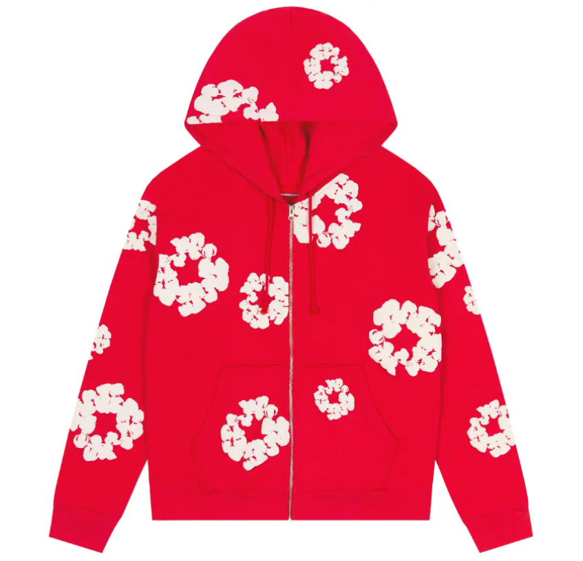 Moletom Denim Tears "Cotton Wreath Zip Hoodie" Vermelho