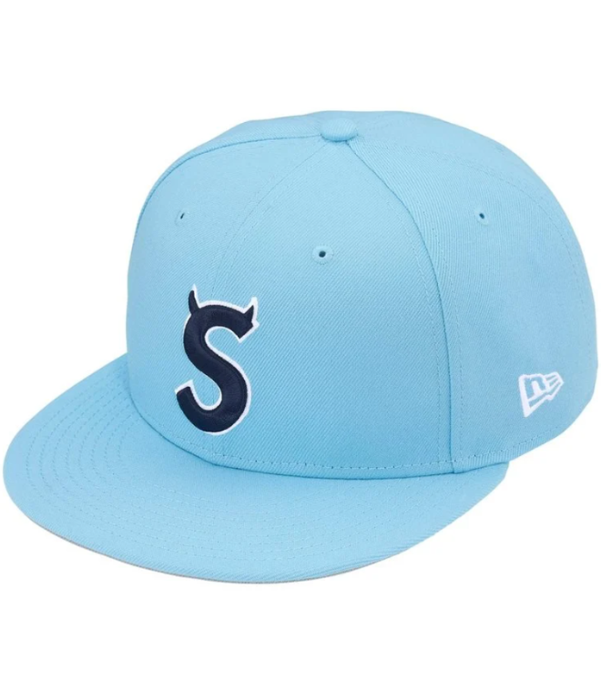 Boné Supreme SS26 "Devil S Logo New Era" Azul Claro