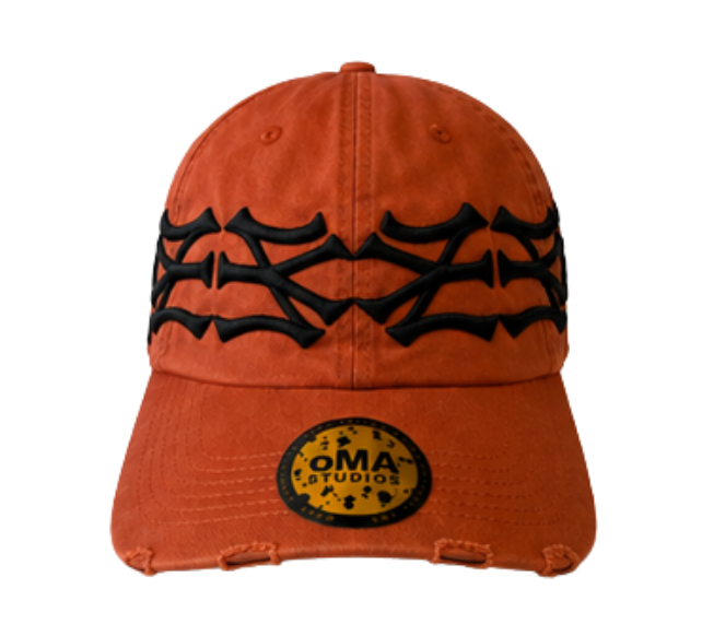 Boné Oma Design "NY NY Crown Curved Distressed Orange" Laranja