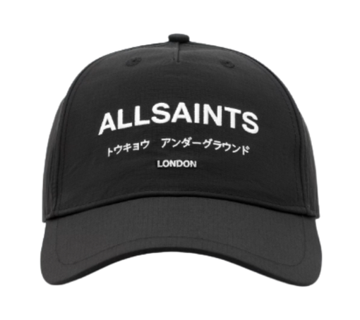 Boné AllSaints "Underground Nylon Logo Baseball Cap" Preto