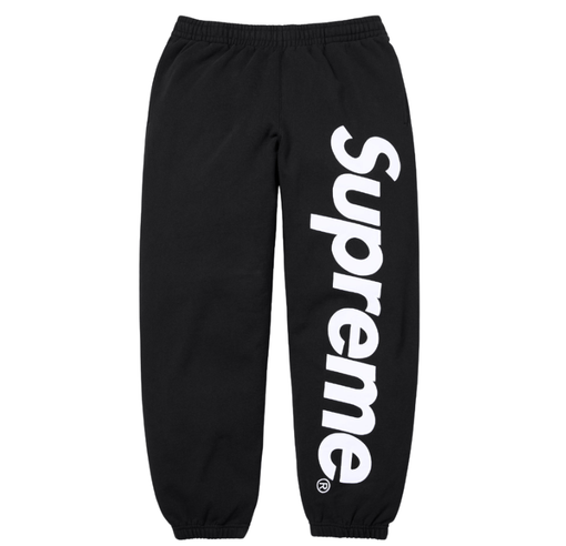 Calça Supreme SS26 "Satin Appliqué" Preto