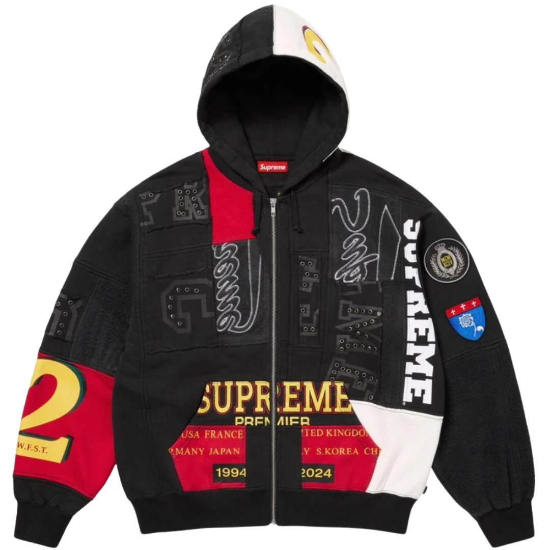 Moletom Supreme SS25 "Patchwork Zip Up" Preto