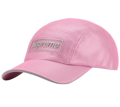 Boné Supreme FW26 "Metallic Mesh" Rosa