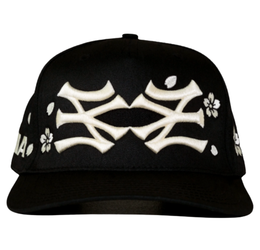 Boné Oma Design "NY NY Cherry Blossom" Preto/Creme