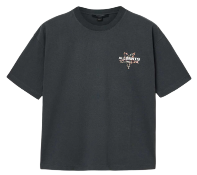 Camiseta AllSaints "Pentacle Oversized Short Sleeve Graphic T-Shirt Washed Black" Preto