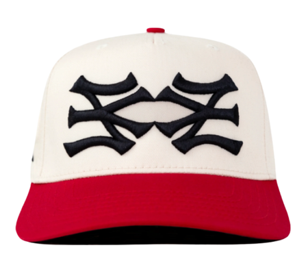 Boné Oma Design "NY NY Curved Brim" Creme/Vermelho