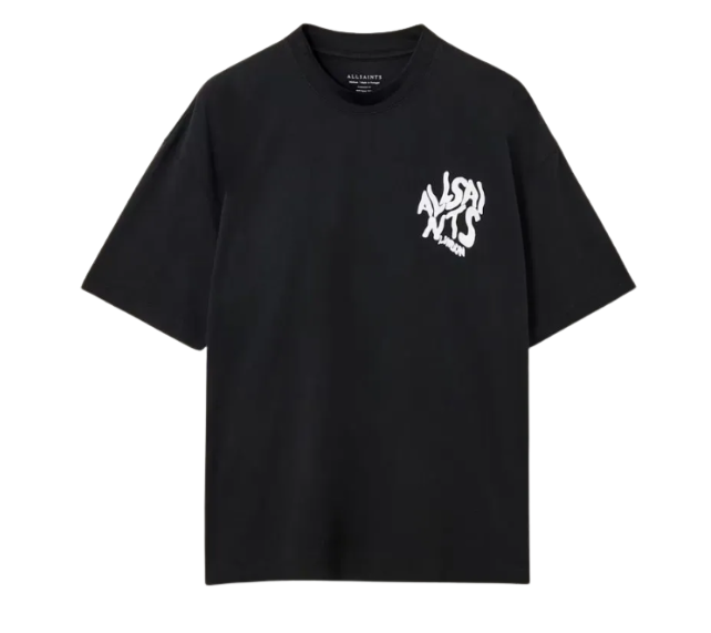 Camiseta AllSaints "Camiseta All Saints Orlando Logo Print Oversized T-Shirt Jet Black" Preto