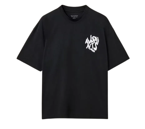 Camiseta AllSaints "Camiseta All Saints Orlando Logo Print Oversized T-Shirt Jet Black" Preto
