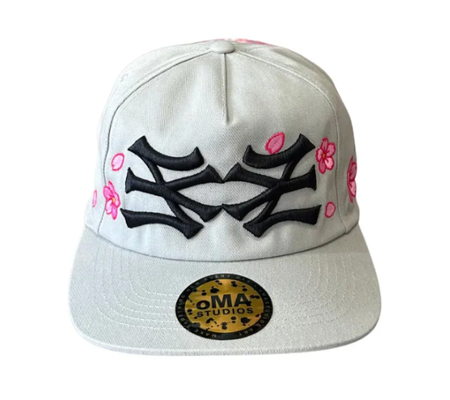 Boné Oma Design "NY NY  Cherry Blossom" Cinza