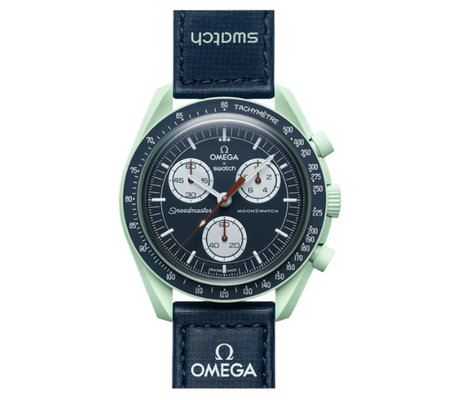 Relógio Swatch x Omega Bioceramic Moonswatch "Mission to Earth" Azul Marinho
