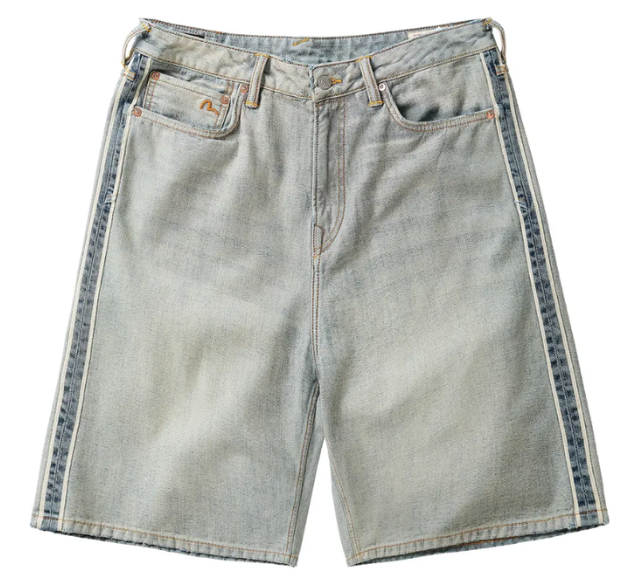 Bermuda Palace x Evisu "Long Denim Short Reverse Indigo" Azul Claro